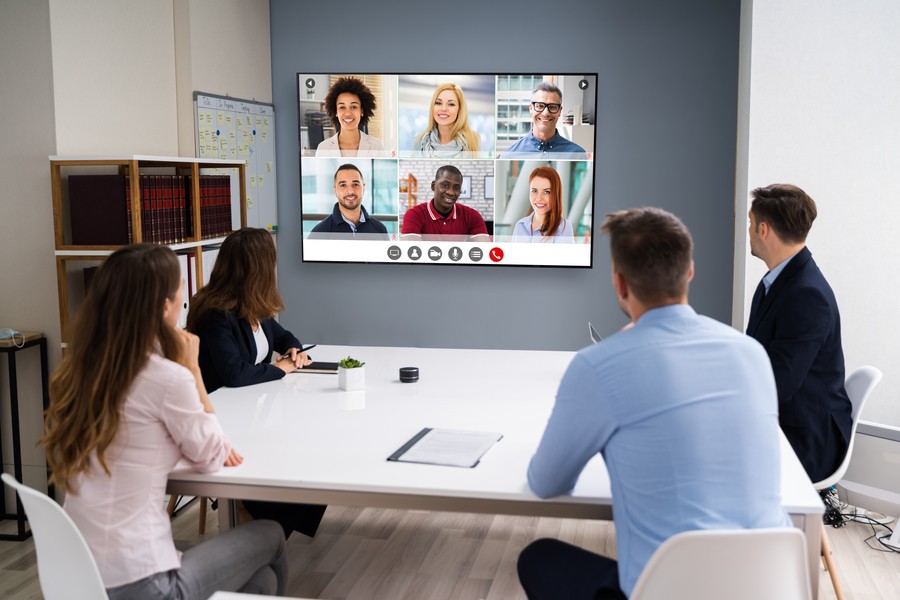 Video conferencing setup in an office in Ottawa, ON